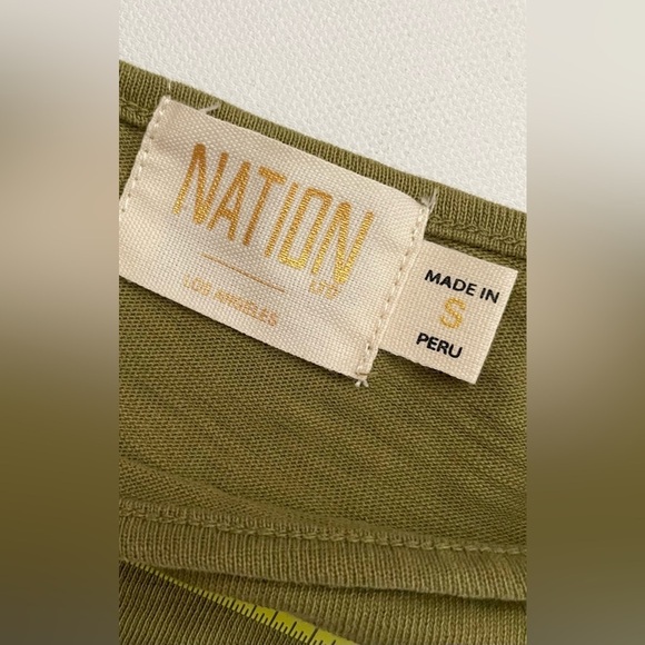 Nation LTD Heddie Combo Babydoll Dress Lichen Olive Green pockets small S - Picture 2 of 12
